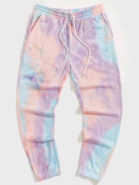 men tie dye drawstring waist sweatpants d4ld#, Black