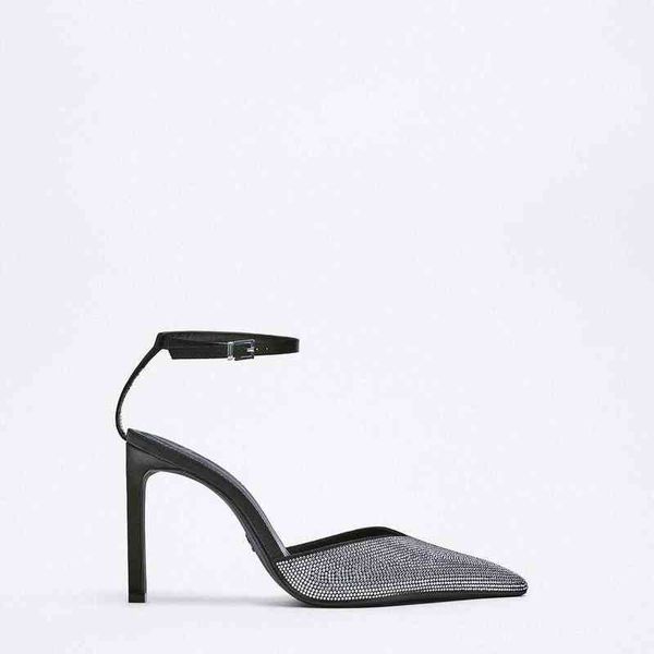 dress shoes za pumps women elegant sparkly heeled sandals ankle strap pump ladies party heels vintage pointed toe 220316, Black 
dress shoes za pumps women elegant sparkly heeled sandals ankle strap pump ladies party heels vintage pointed toe 220316, Black