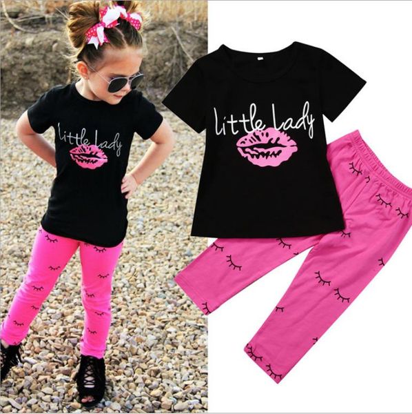 baby girls outfits lips eyelashes printing shirt pants 2pcs sets short sleeve girl clothes set summer kids clothing 2 colors dhw2144, White 
baby girls outfits lips eyelashes printing shirt pants 2pcs sets short sleeve girl clothes set summer kids clothing 2 colors dhw2144, White