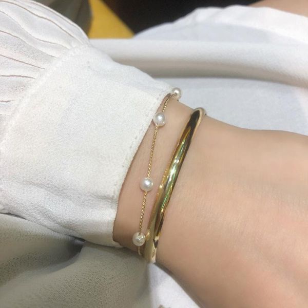 link, chain metal plating golden open bangle imitation pearl bangles round trendy jewelry, Black
link, chain metal plating golden open bangle imitation pearl bangles round trendy jewelry, Black