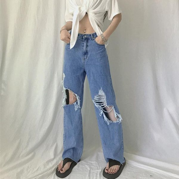 women's jeans woman high waist baggy pierced loose denim pants wide leg straight trousers women #30, Blue
women's jeans woman high waist baggy pierced loose denim pants wide leg straight trousers women #30, Blue