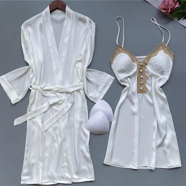 women's sleepwear faux silk bride bridesmaid wedding robe women nightgown suit white satin soft kimono gown home dress with pads, Black;red 
women's sleepwear faux silk bride bridesmaid wedding robe women nightgown suit white satin soft kimono gown home dress with pads, Black;red