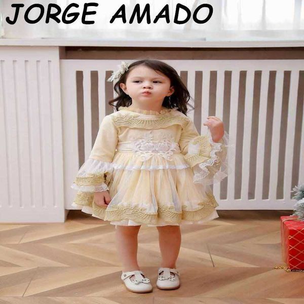 spanish style girls princess dress lace flower girl baby performance birthday evening ad004 210610, Red;yellow
spanish style girls princess dress lace flower girl baby performance birthday evening ad004 210610, Red;yellow