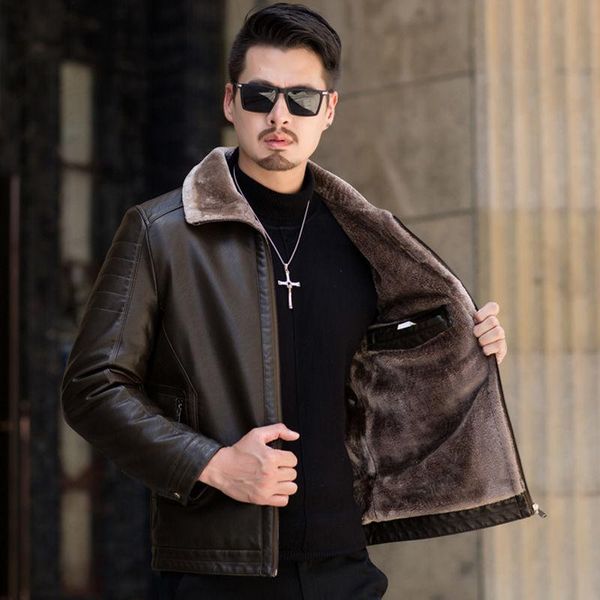 men's leather & faux autumn winter men genuine sheepskin real jackets fur liner warm coats solid jacket slim short design, Black
men's leather & faux autumn winter men genuine sheepskin real jackets fur liner warm coats solid jacket slim short design, Black