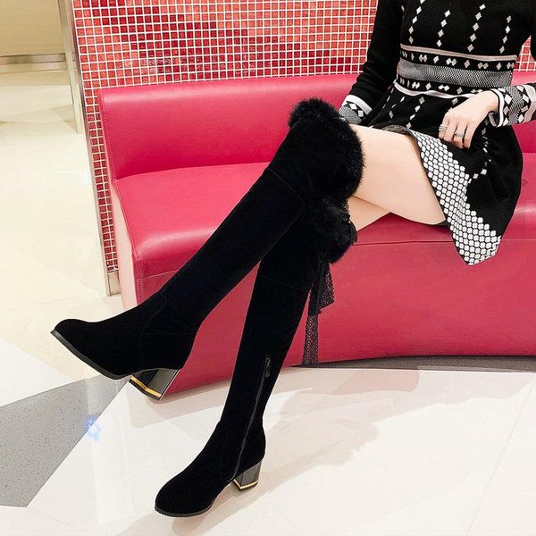 boots 2021 big size 46 over the knee women flock round toe autumn winter high heels shoes slim long, Black
boots 2021 big size 46 over the knee women flock round toe autumn winter high heels shoes slim long, Black