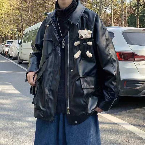 mens motorcycle leather jacket men fashion biker leather jacket male pocket with bear bomber coat winter pu overcoat 211009, Black
mens motorcycle leather jacket men fashion biker leather jacket male pocket with bear bomber coat winter pu overcoat 211009, Black