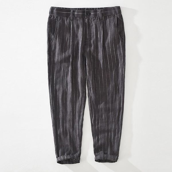 men's pants 1609 men cargo vertical striped linen loose breathable beach holiday elastic waist fashion chic zipper thin trousers, Black
men's pants 1609 men cargo vertical striped linen loose breathable beach holiday elastic waist fashion chic zipper thin trousers, Black