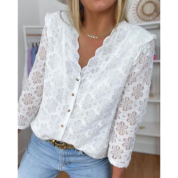 women's blouses & shirts 2021 women fashion shirt lady long sleeve blouse v neck button design floral lace casual, White
women's blouses & shirts 2021 women fashion shirt lady long sleeve blouse v neck button design floral lace casual, White