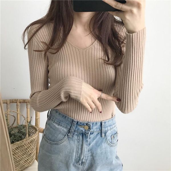 women's sweaters knitted jacket slim casual fashion pullover tight-fitting low collarv sweater commuter ladies office clothe spring/aut, White;black
women's sweaters knitted jacket slim casual fashion pullover tight-fitting low collarv sweater commuter ladies office clothe spring/aut, White;black