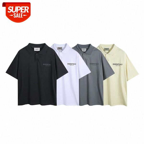 fear of god eentials short-sleeved fog loose lapel t-shirt for men and women #lv9l, White;black 
fear of god eentials short-sleeved fog loose lapel t-shirt for men and women #lv9l, White;black