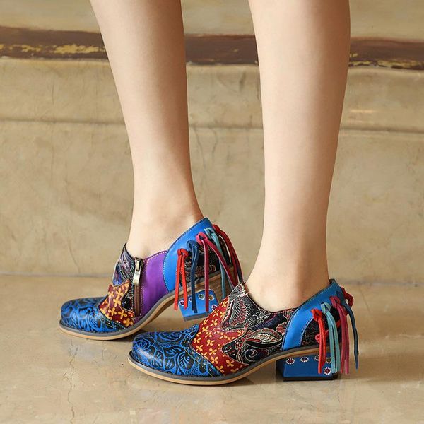 dress shoes women pumps bohemian lace genuine leather splicing floral low heel slip on 4cm square high heels tassel round toe, Black
dress shoes women pumps bohemian lace genuine leather splicing floral low heel slip on 4cm square high heels tassel round toe, Black