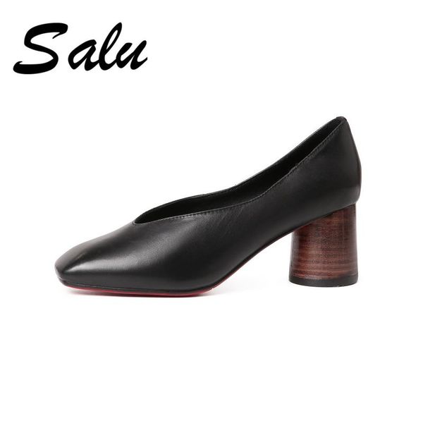 salu 2021 genuine leather women pumps wedding shoes fashion sandals slip on square high heels big size 9 dress, Black
salu 2021 genuine leather women pumps wedding shoes fashion sandals slip on square high heels big size 9 dress, Black