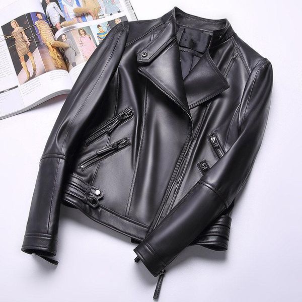women's leather & faux genuine jacket women real sheepskin bomber spring autumn short slim coat cf18-2138 mf591, Black
women's leather & faux genuine jacket women real sheepskin bomber spring autumn short slim coat cf18-2138 mf591, Black