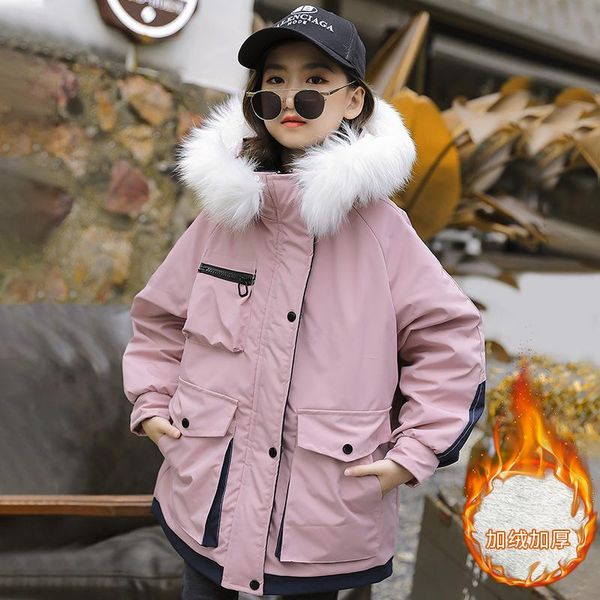 down coat winter parka warm and velvet padded cotton jacket children's hooded fashion stitching girls casual windbreaker 4-12 y, Blue;gray
down coat winter parka warm and velvet padded cotton jacket children's hooded fashion stitching girls casual windbreaker 4-12 y, Blue;gray