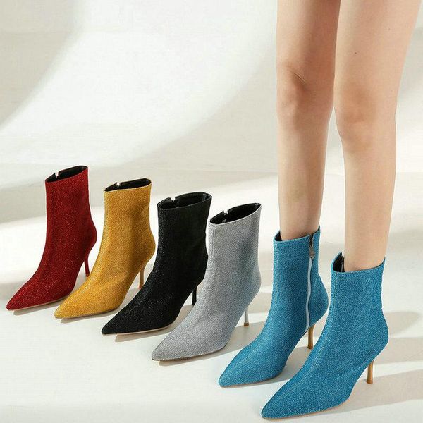 boots 2021 fashion ankle women shoes stiletto high elastic quality solid color side zipper ladies short 34-43, Black
boots 2021 fashion ankle women shoes stiletto high elastic quality solid color side zipper ladies short 34-43, Black