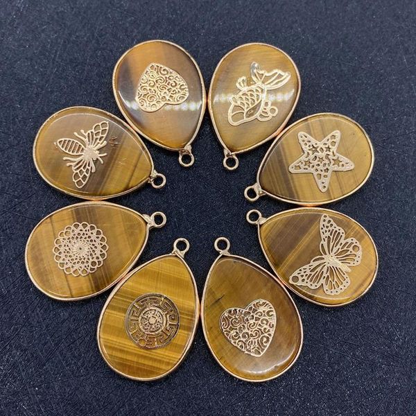 charms natural semi-precious stone pendant teardrop shaped tiger's eye one hole inlaid metal piece for diy necklace making, Bronze;silver
charms natural semi-precious stone pendant teardrop shaped tiger's eye one hole inlaid metal piece for diy necklace making, Bronze;silver