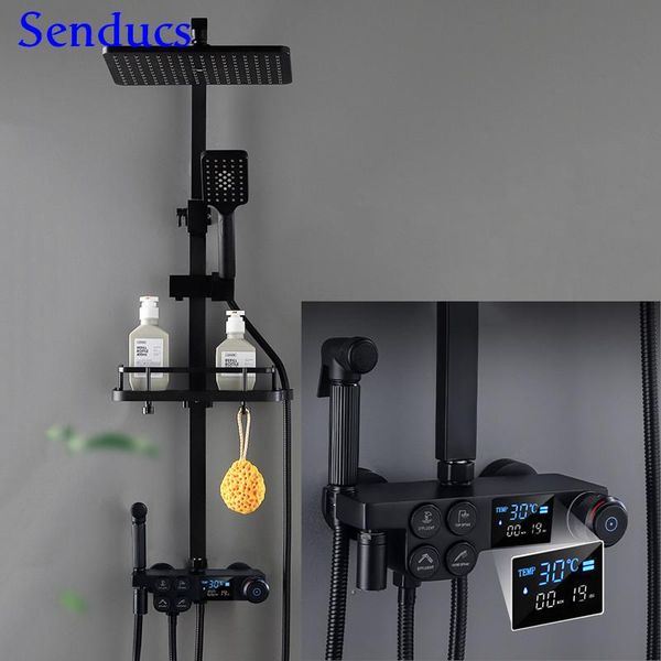 bathroom shower set senducs press handle digital system of brass bathtub mixer tap matte black sets
bathroom shower set senducs press handle digital system of brass bathtub mixer tap matte black sets