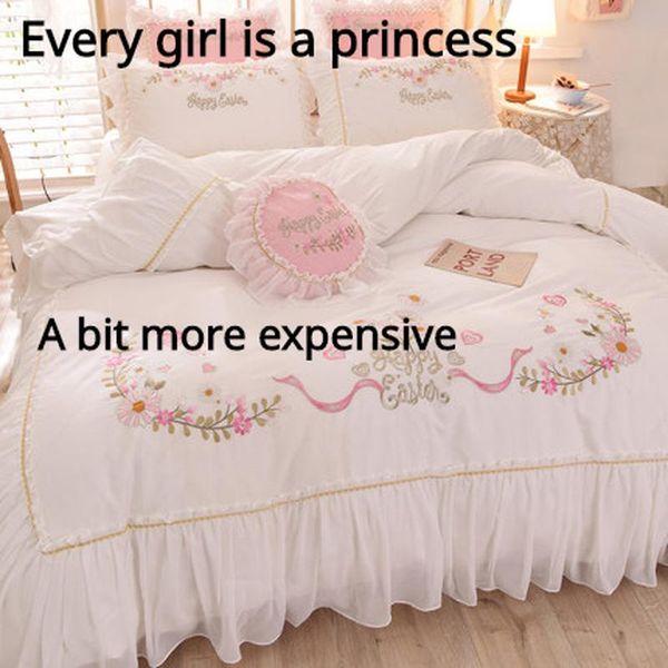 bedding sets princess style pure cotton 100 bed four-piece set girl heart white with skirt sheet
bedding sets princess style pure cotton 100 bed four-piece set girl heart white with skirt sheet