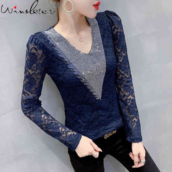 women's t-shirt spring fall european clothes girl fashion shiny diamonds lace women long sleeve all match tees t0d410a l, White
women's t-shirt spring fall european clothes girl fashion shiny diamonds lace women long sleeve all match tees t0d410a l, White