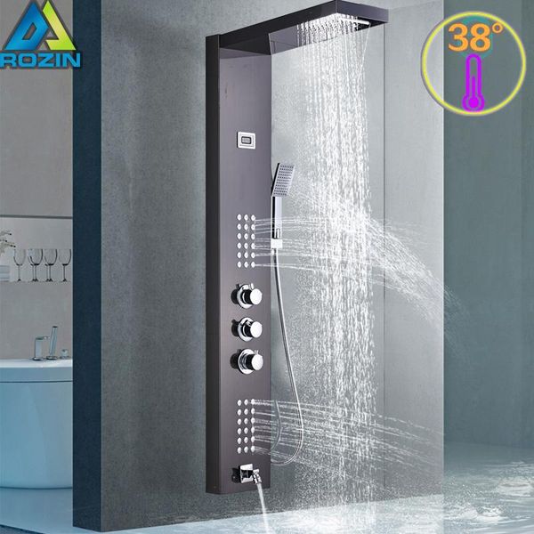 intelligent thermostatic shower panel faucet mixer set waterfall rain bath system 3 handles ta bathroom sets
intelligent thermostatic shower panel faucet mixer set waterfall rain bath system 3 handles ta bathroom sets