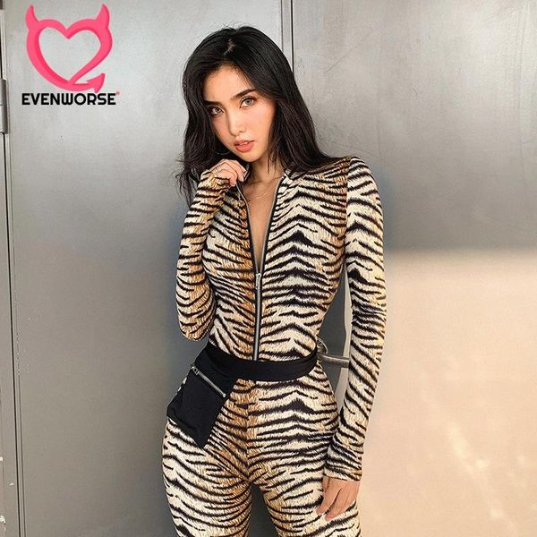 women's jumpsuits & rompers evenworse tiger stripe fashion 2021 autumn winter zipper round collar jumpsuit slim elastic force bodysuit, Black;white
women's jumpsuits & rompers evenworse tiger stripe fashion 2021 autumn winter zipper round collar jumpsuit slim elastic force bodysuit, Black;white