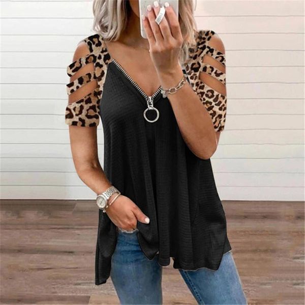 women's t-shirt vintage t shirt women 2021 summer leopard print v-neck short sleeve plus size off shoulder casual tee femme, White
women's t-shirt vintage t shirt women 2021 summer leopard print v-neck short sleeve plus size off shoulder casual tee femme, White