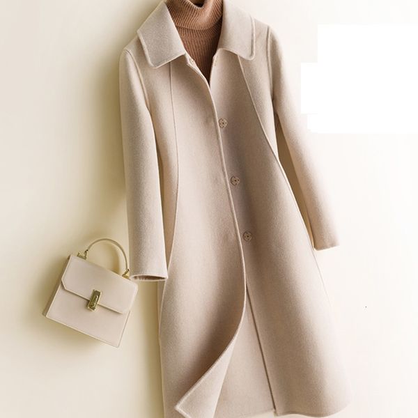 women's wool & blends winter coat womens pure solid color coat double-faced female long section cashmere suit collar en bxh5, Black
women's wool & blends winter coat womens pure solid color coat double-faced female long section cashmere suit collar en bxh5, Black