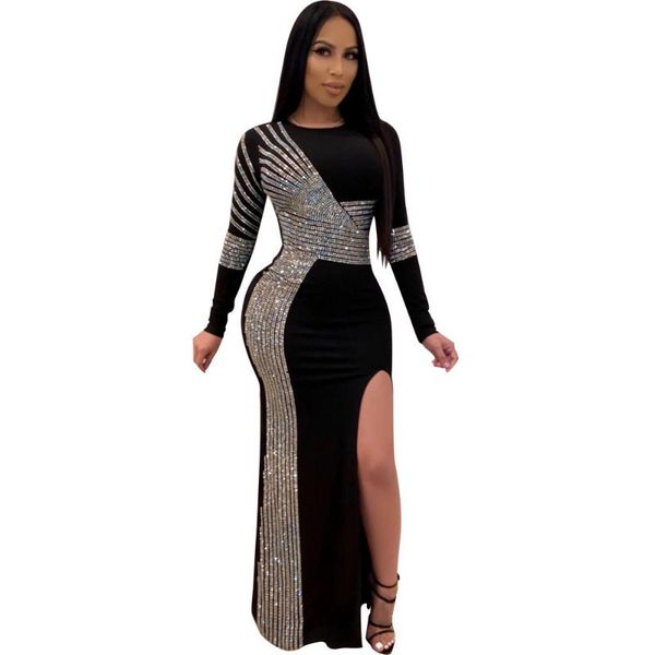 casual dresses black gold rhinestone slit bodycon long maxi dress women 2021 sleeve o neck night club evening party tight, Black;gray
casual dresses black gold rhinestone slit bodycon long maxi dress women 2021 sleeve o neck night club evening party tight, Black;gray