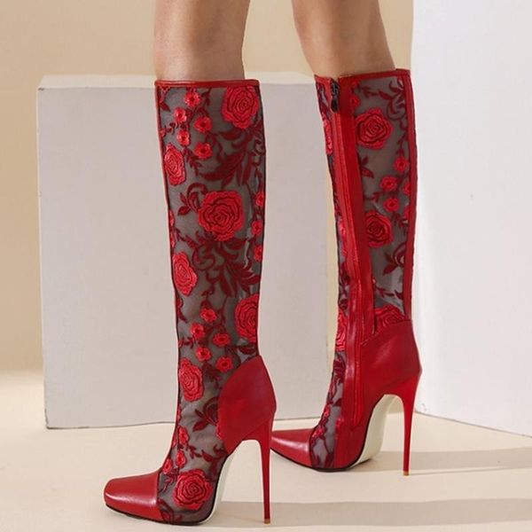 boots retro chinese style handmade floral mesh upper square toe calf women high heel knee plus size 48, Black
boots retro chinese style handmade floral mesh upper square toe calf women high heel knee plus size 48, Black