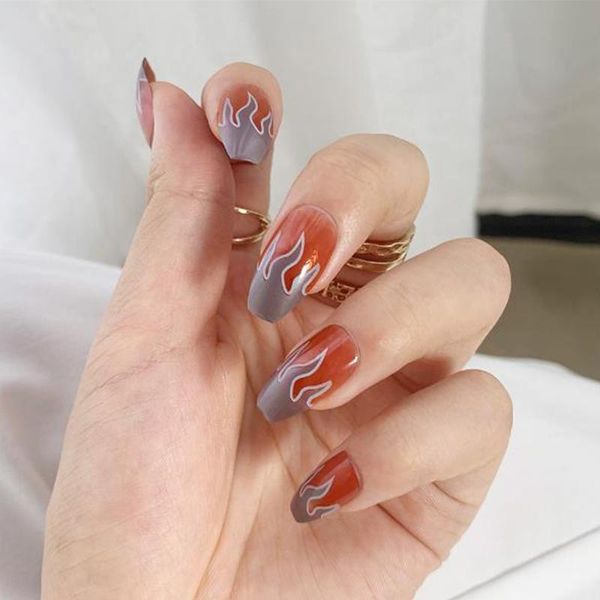 false nails 24pcs / set punk fake short design fire pattern girl full nail applique wearing piece artificial art, Red;gold
false nails 24pcs / set punk fake short design fire pattern girl full nail applique wearing piece artificial art, Red;gold