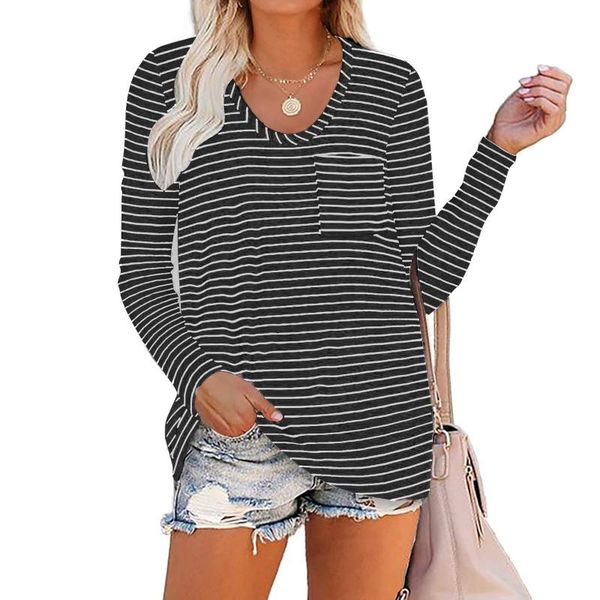 women's t-shirt stripes gothic tshirts casual pocket long sleeve oversized loose round neck y2k autumn winter ropa mujer, White
women's t-shirt stripes gothic tshirts casual pocket long sleeve oversized loose round neck y2k autumn winter ropa mujer, White