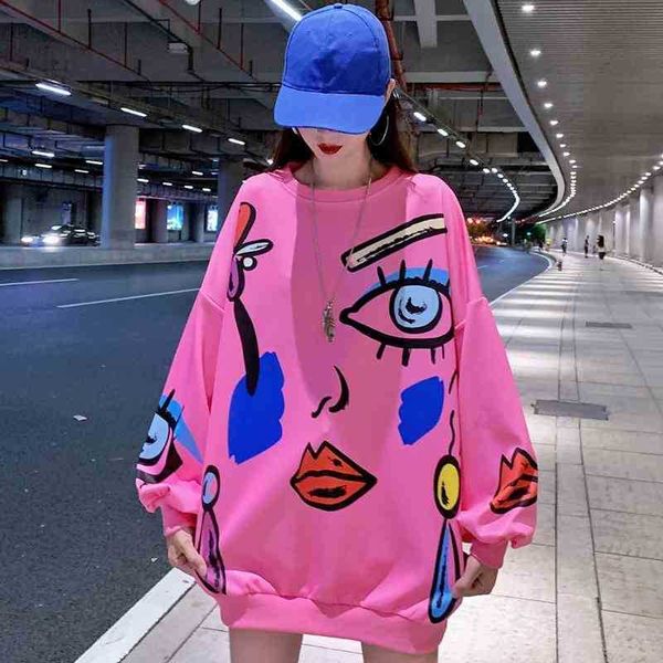 2021 spring and Autumn New Korean loose personality big version fat sister top round neck brand sweater women's fashion, White
2021 spring and Autumn New Korean loose personality big version fat sister top round neck brand sweater women's fashion, White