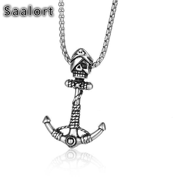 stainless steel ghost head ship anchor sailor men's necklace punk rock hip hop boys jewelry gift pendant necklaces, Silver
stainless steel ghost head ship anchor sailor men's necklace punk rock hip hop boys jewelry gift pendant necklaces, Silver