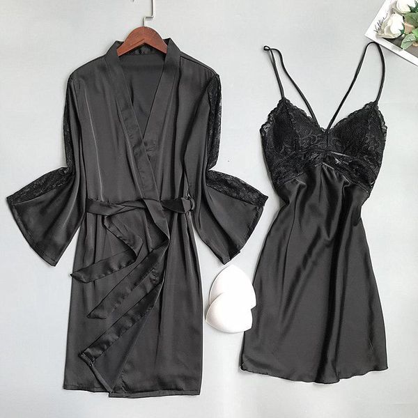 women's sleepwear underwear satin lace nightdress + bathrobes two pieces robe & gown sets pyjama l xl 4sbh, Black;red
women's sleepwear underwear satin lace nightdress + bathrobes two pieces robe & gown sets pyjama l xl 4sbh, Black;red