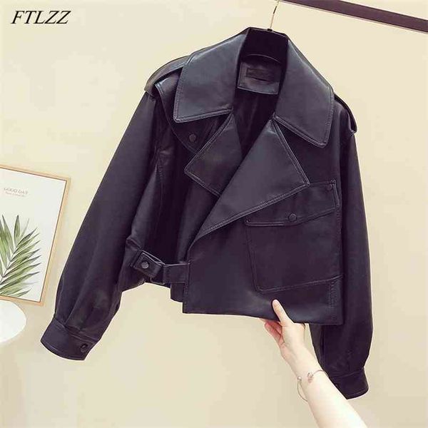 spring women short pu leather jacket moto biker oversized turndown collar black coat lady faux outwear 210430, Tan;black
spring women short pu leather jacket moto biker oversized turndown collar black coat lady faux outwear 210430, Tan;black