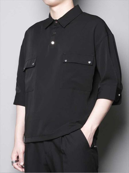 men's casual shirts short sleeve shirt summer lapel solid color pocket design simple japanese fashion trend versatile, White;black
men's casual shirts short sleeve shirt summer lapel solid color pocket design simple japanese fashion trend versatile, White;black