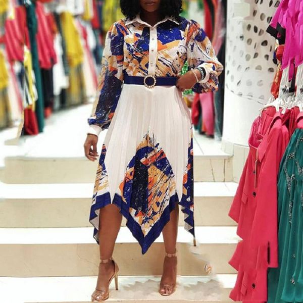 casual dresses europe america 2021 autumn irregular printing lapel long sleeve pleated high waist dress fashion temperament commute, Black;gray
casual dresses europe america 2021 autumn irregular printing lapel long sleeve pleated high waist dress fashion temperament commute, Black;gray