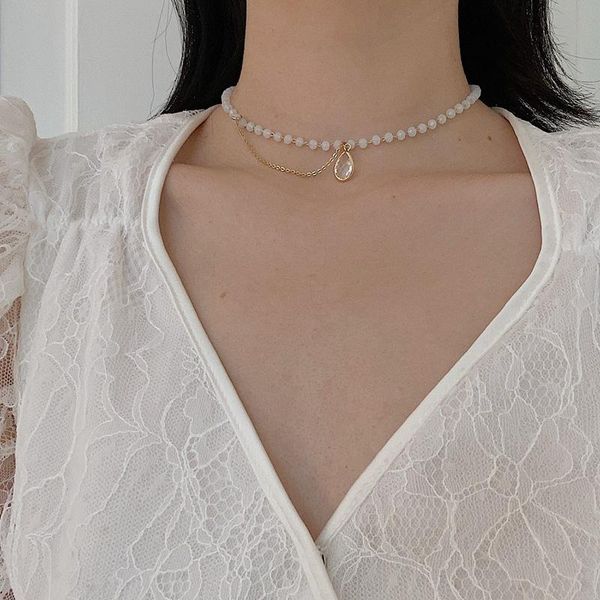 chains water drop necklac woman beaded girls necklaces crystal pendant clavicle chain gold color trendy kpop zinc alloy collares, Silver
chains water drop necklac woman beaded girls necklaces crystal pendant clavicle chain gold color trendy kpop zinc alloy collares, Silver