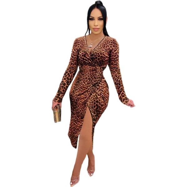 autumn nightclub style women bodycon dress leopard printing deep v-neck long sleeve skinny split mid-calf dresses for party casual, Black;gray
autumn nightclub style women bodycon dress leopard printing deep v-neck long sleeve skinny split mid-calf dresses for party casual, Black;gray