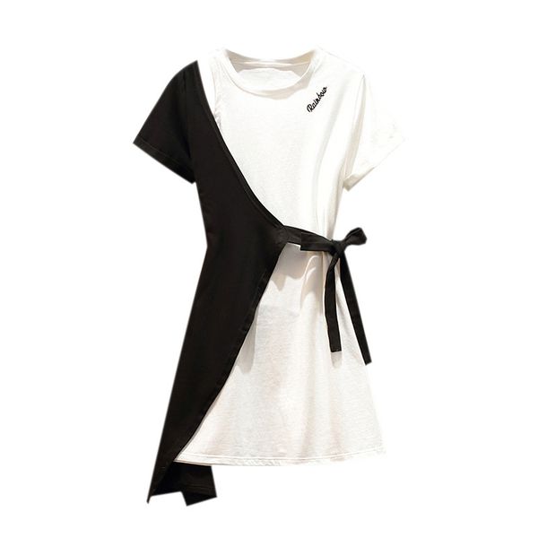 white and black o neck short sleeve mini dress summer casual d1838 210514, Black;gray
white and black o neck short sleeve mini dress summer casual d1838 210514, Black;gray