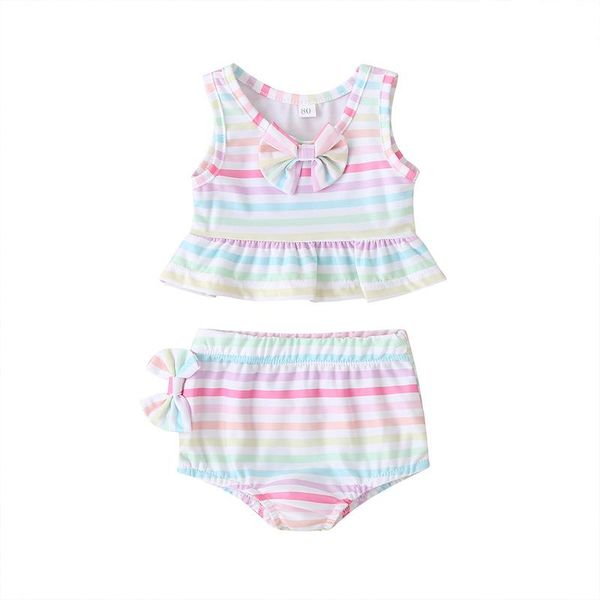 summer 2pcs split swimsuit color stripes baby girl sets cotton bow sandy beach ruffle bikini bathing swimming supplies one-pieces, Black
summer 2pcs split swimsuit color stripes baby girl sets cotton bow sandy beach ruffle bikini bathing swimming supplies one-pieces, Black