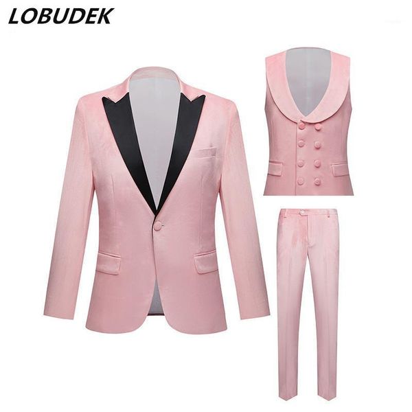 men's suits & blazers solid velvet wedding pink green blazer+vest+pants 3-piece set singer host evening party prom stage formal clothes, White;black
men's suits & blazers solid velvet wedding pink green blazer+vest+pants 3-piece set singer host evening party prom stage formal clothes, White;black