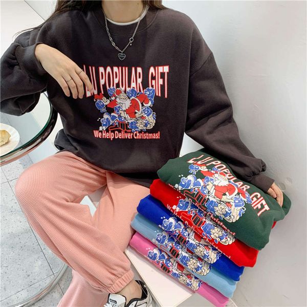 winter plush thickened long sleeve round neck women's sweater simple fashion letter cartoon women, Black
winter plush thickened long sleeve round neck women's sweater simple fashion letter cartoon women, Black