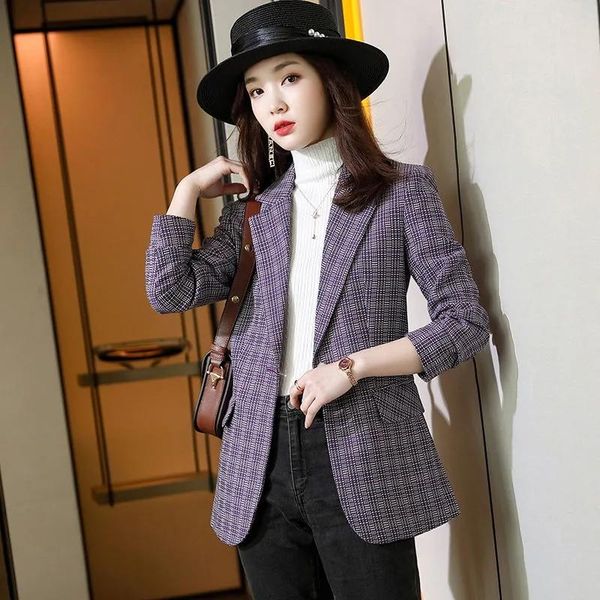 women's suits & blazers korean style plaid suit jacket women autumn 2021 british casual fashion ladies single, White;black
women's suits & blazers korean style plaid suit jacket women autumn 2021 british casual fashion ladies single, White;black