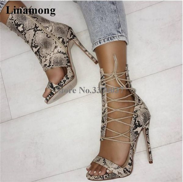fashion women open toe snake leather lace-up gladiator sandals cut-out high heel dress shoes, Black
fashion women open toe snake leather lace-up gladiator sandals cut-out high heel dress shoes, Black