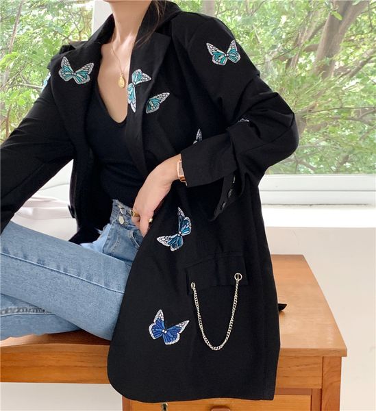 ol fashion single-breasted butterfly embroidery blazer coat women elegant notched suit jacket loose blazers 210421, White;black
ol fashion single-breasted butterfly embroidery blazer coat women elegant notched suit jacket loose blazers 210421, White;black
