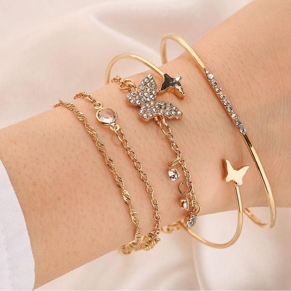 charm bracelets s2206 bohemian fashion jewelry rhinstone butterfly bangle chain bracelet set 5pcs/set, Golden;silver
charm bracelets s2206 bohemian fashion jewelry rhinstone butterfly bangle chain bracelet set 5pcs/set, Golden;silver