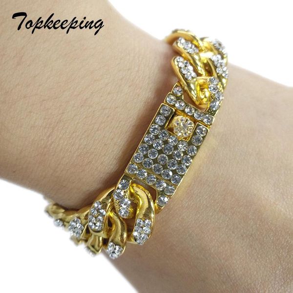 link, chain mens luxury gold color iced out rhinestone fashion bracelets & bangles miami cuban link bracelet for hip hop, Black
link, chain mens luxury gold color iced out rhinestone fashion bracelets & bangles miami cuban link bracelet for hip hop, Black