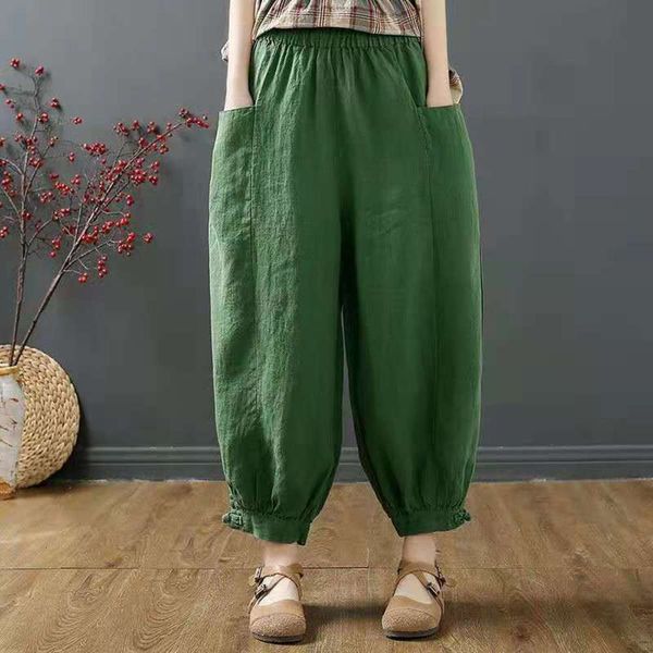 cotton and hemp knickerbockers women's summer capris literature art leisure loose leggings versatile large harem pants, Black;white
cotton and hemp knickerbockers women's summer capris literature art leisure loose leggings versatile large harem pants, Black;white