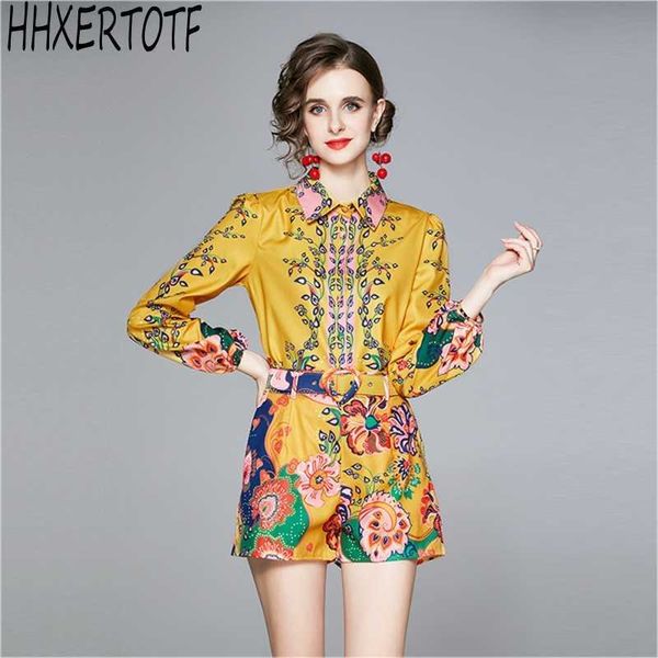 autumn fashion women shorts 2 piece sets flower printed long sleeve shirts blouses + belted pocket shorts 210531, White
autumn fashion women shorts 2 piece sets flower printed long sleeve shirts blouses + belted pocket shorts 210531, White
